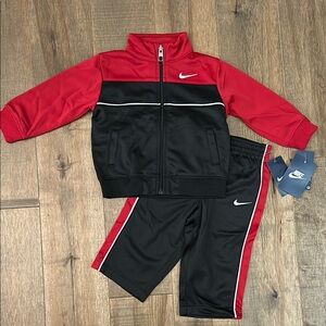 Nike Red and Black Tracksuit Set